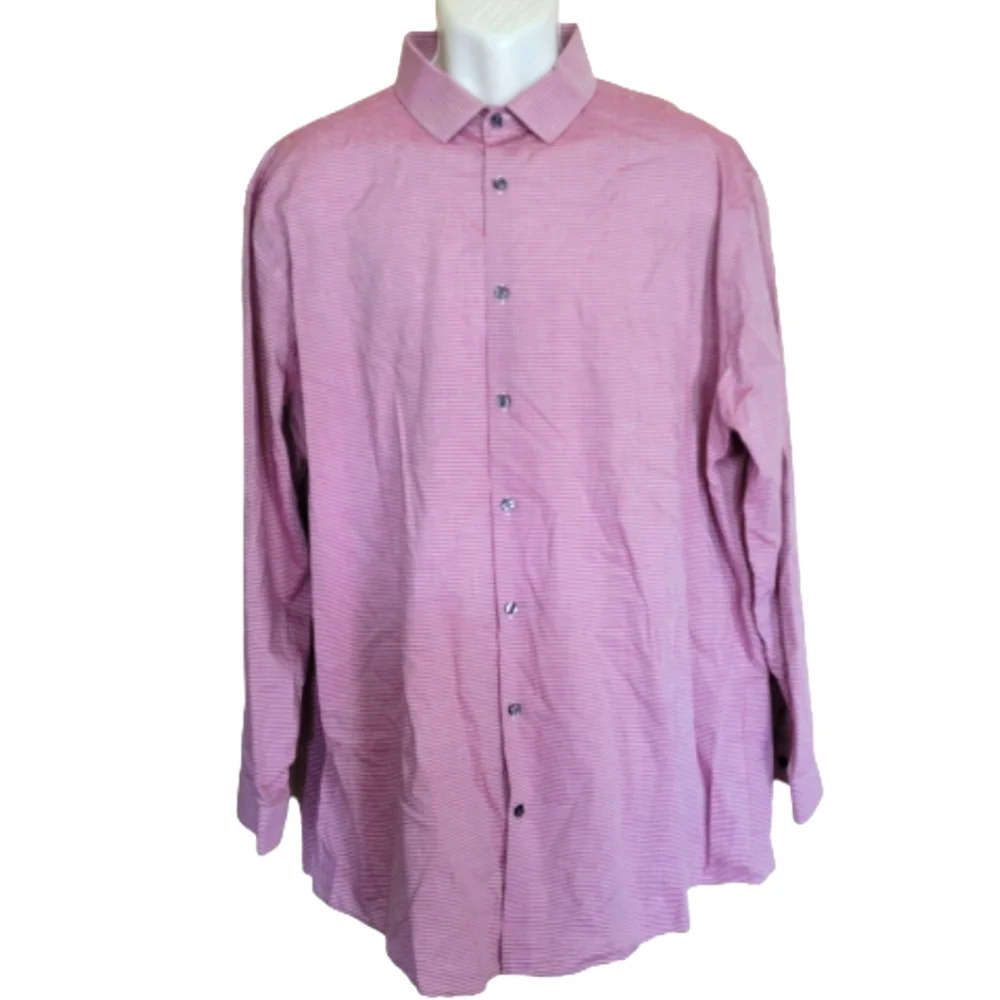 J.Ferrar Red Stripe Super Slim Mechanical Stretch Button Down Shirt Size Men XXL